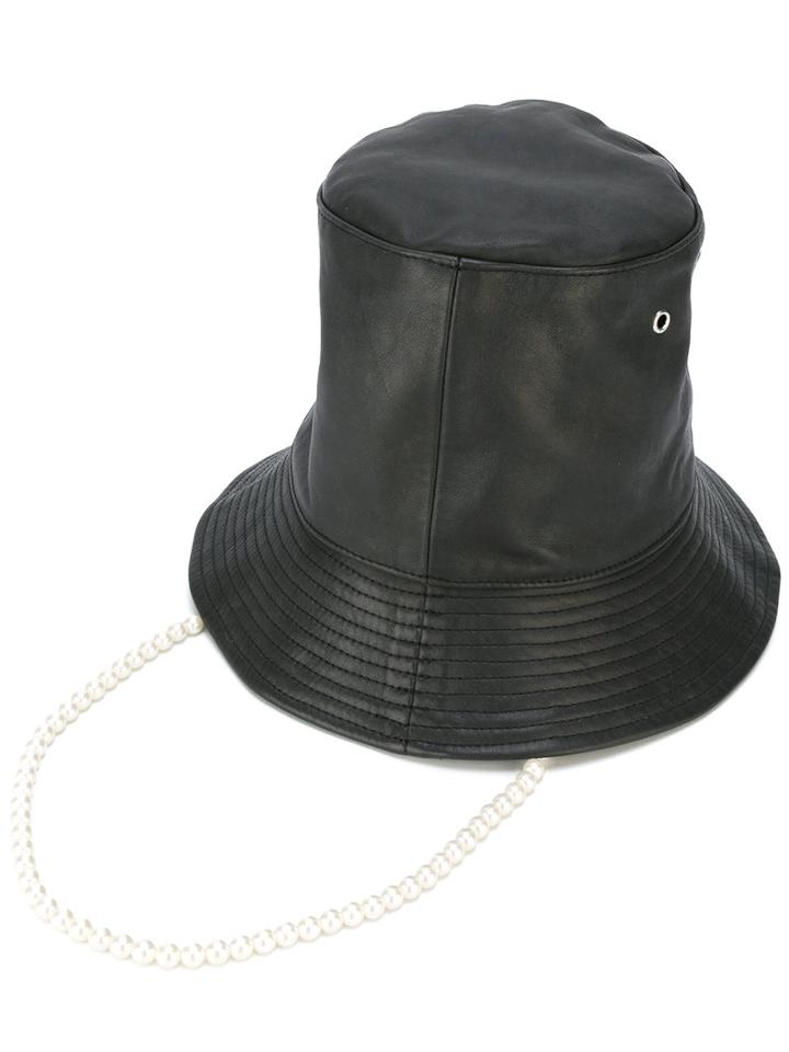 Aalto - Faux Pearl Embellished Hat - Women - Leather/rayon - One Size, Women's, Black, Leather/rayon