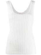 Veronica Beard Ribbed Tank Top - White