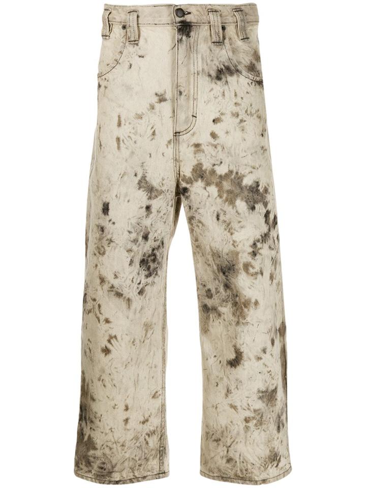 Eckhaus Latta Cropped Flare Trousers - Neutrals