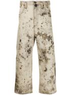 Eckhaus Latta Cropped Flare Trousers - Neutrals