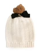 Dolce & Gabbana Kids Teddy Bear Pompom Beanie, Girl's, Size: 40 Cm, White