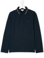 Boss Kids Teen Striped Collar Polo Shirt - Blue