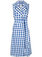 Maison Rabih Kayrouz Sleeveless Plaid Coat - Blue