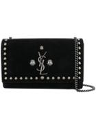 Saint Laurent Studded Logo Shoulder Bag - Black