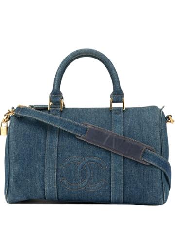Chanel Pre-owned Cc Stitch Denim Boston 2way Bag - Blue