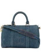 Chanel Pre-owned Cc Stitch Denim Boston 2way Bag - Blue
