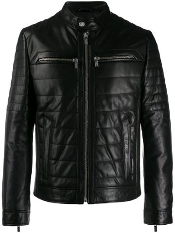 Karl Lagerfeld Panelled Biker Jacket - Black