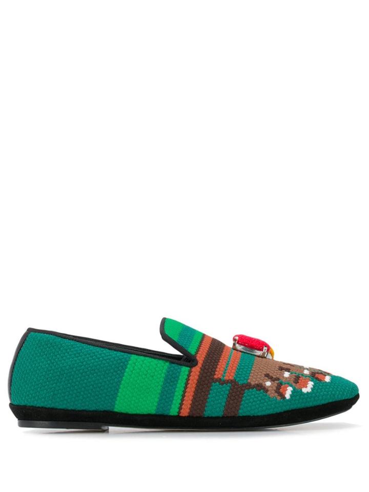 Loewe Woven Slippers - Green