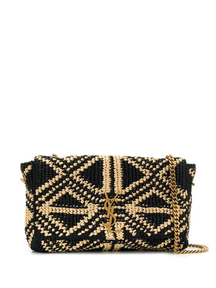 Saint Laurent Folk Raffia Shoulder Bag - Neutrals