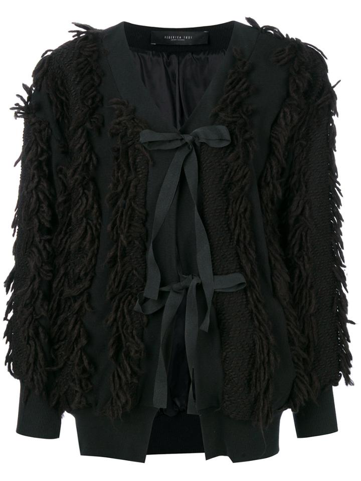 Federica Tosi Lace-up Fringed Jacket - Black