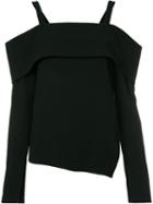 Tibi Cut-off Shoulders Blouse, Women's, Size: 2, Black, Triacetate/polyester