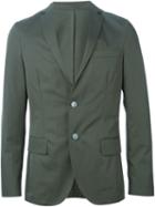 Officine Generale Two Button Blazer, Men's, Size: 46, Green, Cotton/viscose/polyester