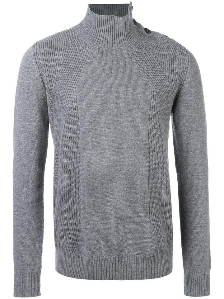 Paolo Pecora High Neck Jumper, Men's, Size: Medium, Grey, Virgin Wool/polyamide