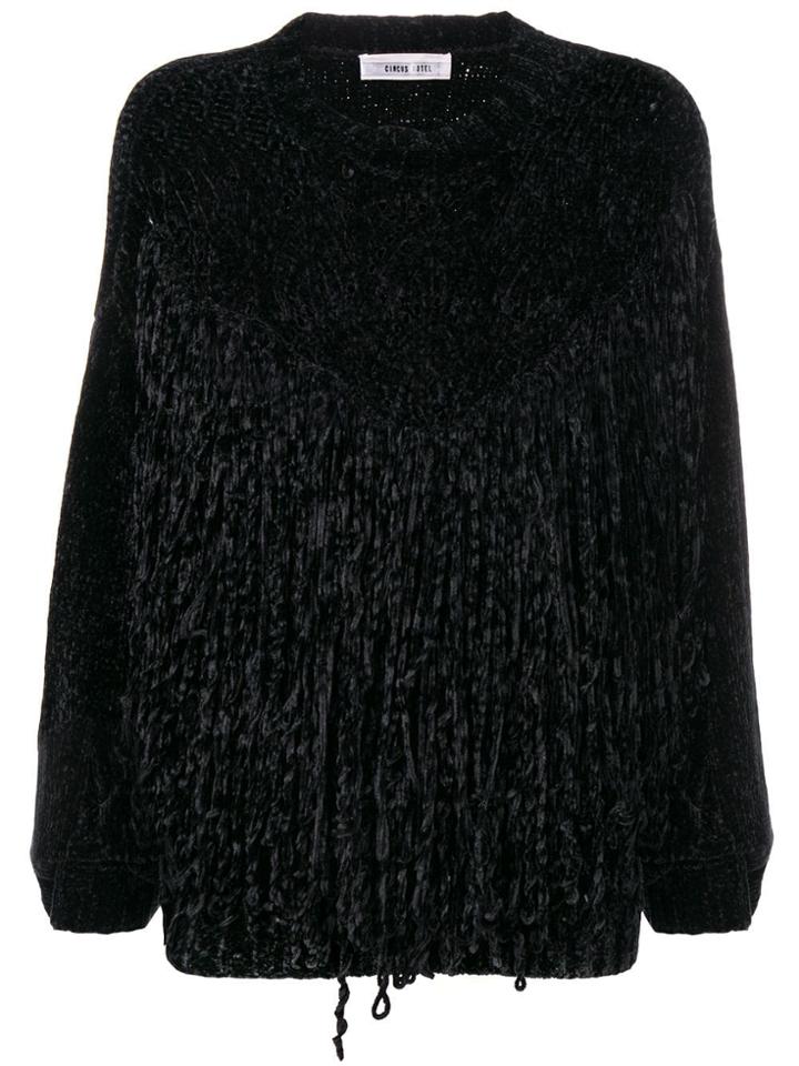 Circus Hotel Oversized Fringe Sweater - Black