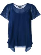 Pleated T-shirt - Women - Polyester/spandex/elastane/viscose - 40, Blue, Polyester/spandex/elastane/viscose, Emporio Armani