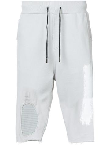Rh45 Distressed Track Shorts - Grey