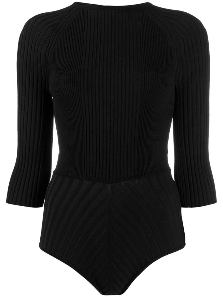 Off-white Logo Tape Ribbed Bodysuit - Black