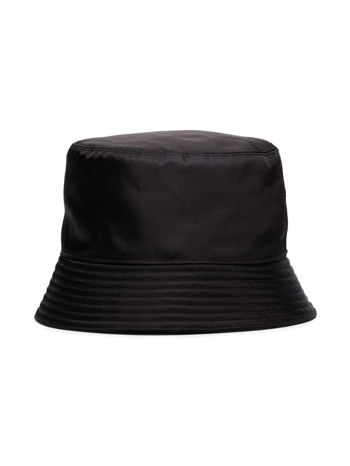 Prada Logo Plaque Bucket Hat - Black