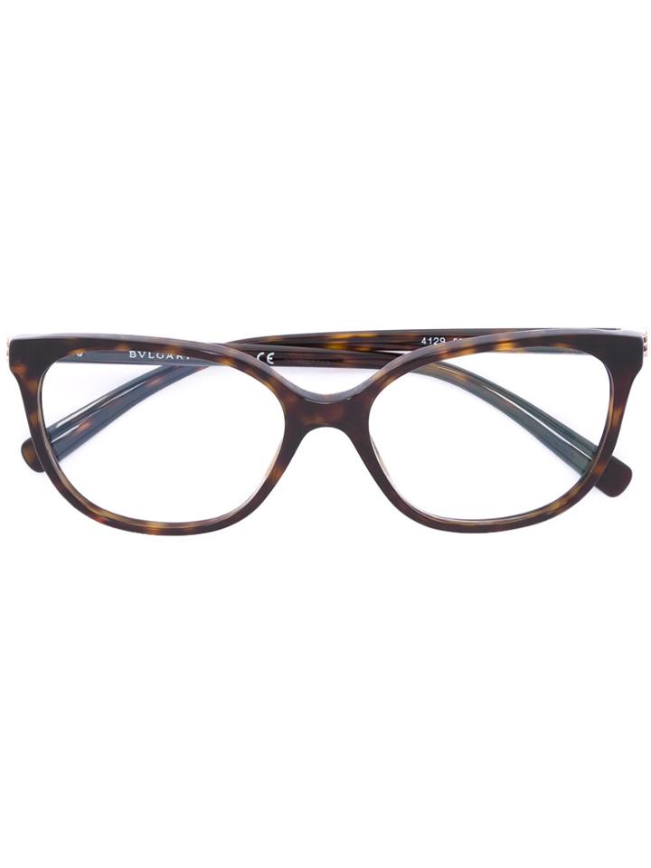 Bulgari Tortoiseshell Square Glasses - Brown