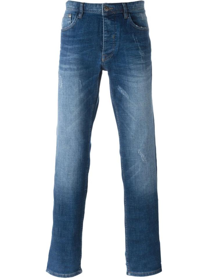 Iceberg Donald Duck Straight Leg Jeans, Men's, Size: L, Blue, Cotton/spandex/elastane