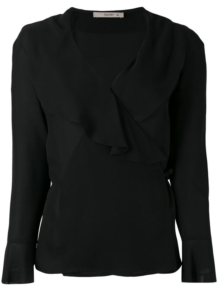 Etro - Wrap Blouse - Women - Silk - 40, Black, Silk