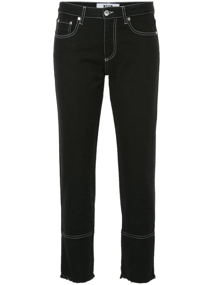 Msgm Slim-fit Cropped Denim Jeans - Black