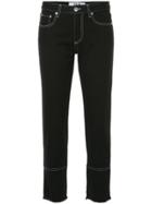 Msgm Slim-fit Cropped Denim Jeans - Black