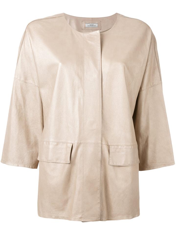 Desa 1972 High Shine Jacket, Women's, Size: 44, Nude/neutrals, Leather/cotton