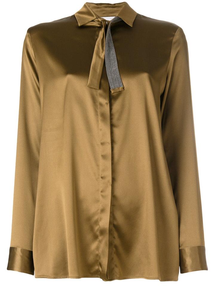 Fabiana Filippi Embellished Tie Neck Shirt - Brown