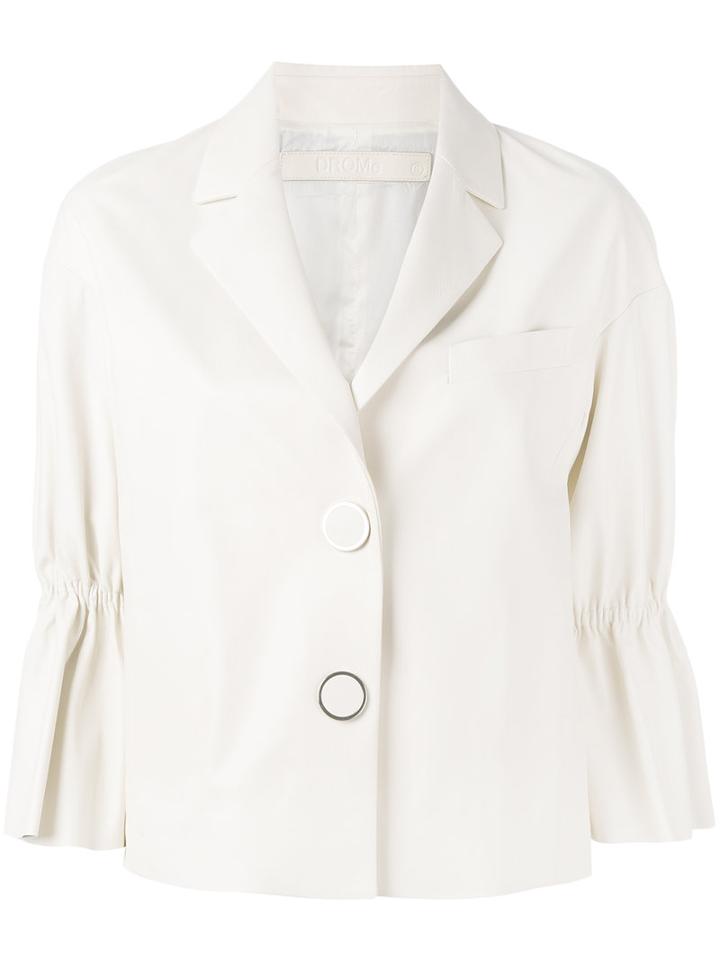Drome Peplum Sleeve Buttoned Jacket, Women's, Size: Medium, White, Sheep Skin/shearling/acetate/cupro