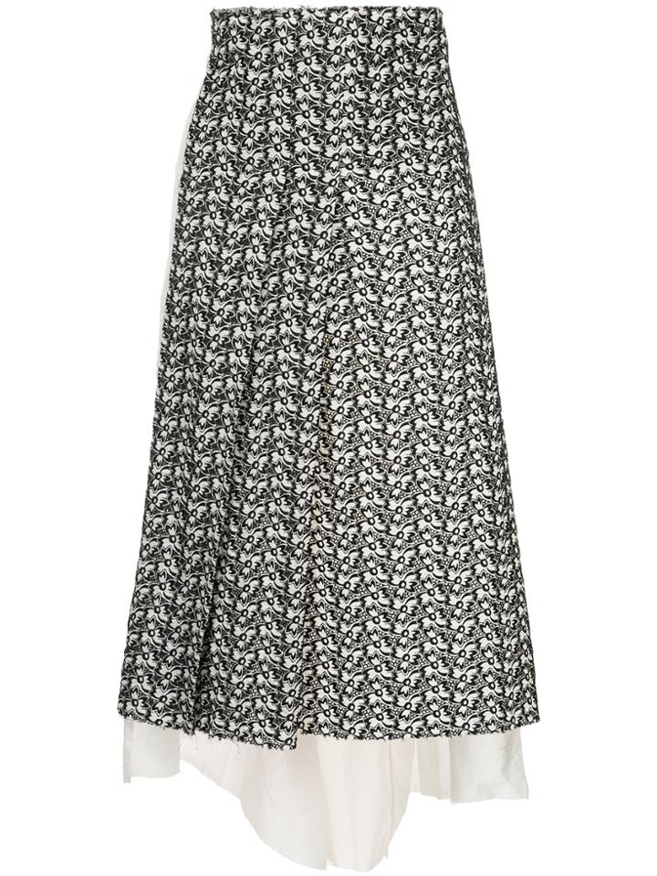Comme Des Garçons Vintage Embroidered Floral Panel Skirt - White