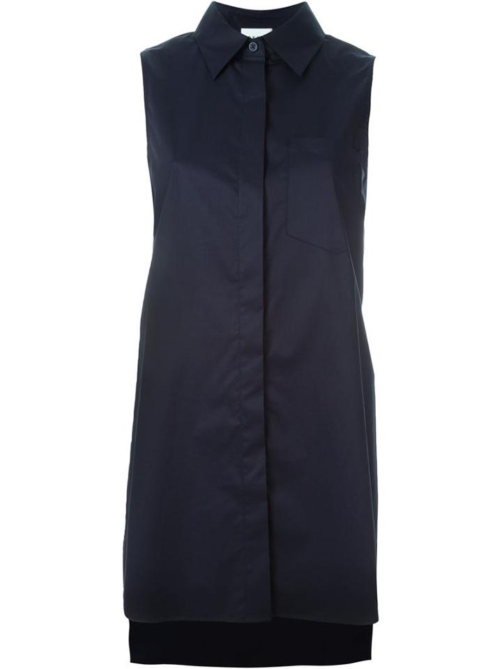 Dkny Cross Back Sleeveless Shirt, Women's, Size: Small, Blue, Cotton/spandex/elastane