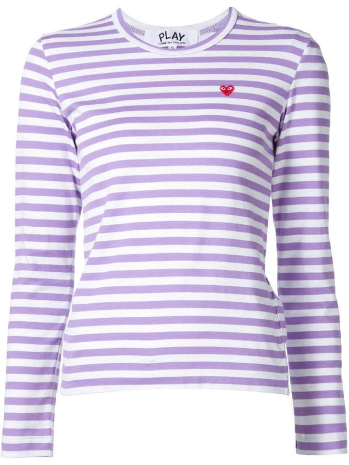 Comme Des Garçons Play Mini Heart Striped T-shirt - Pink