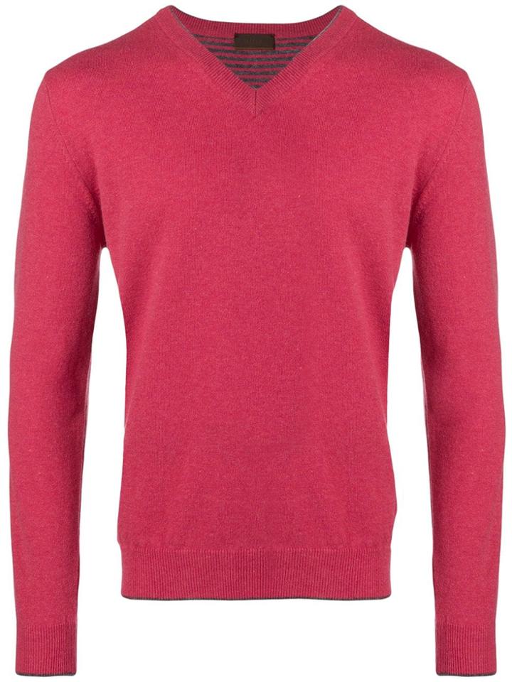 Altea Fine Knit V-neck Sweater - Pink & Purple