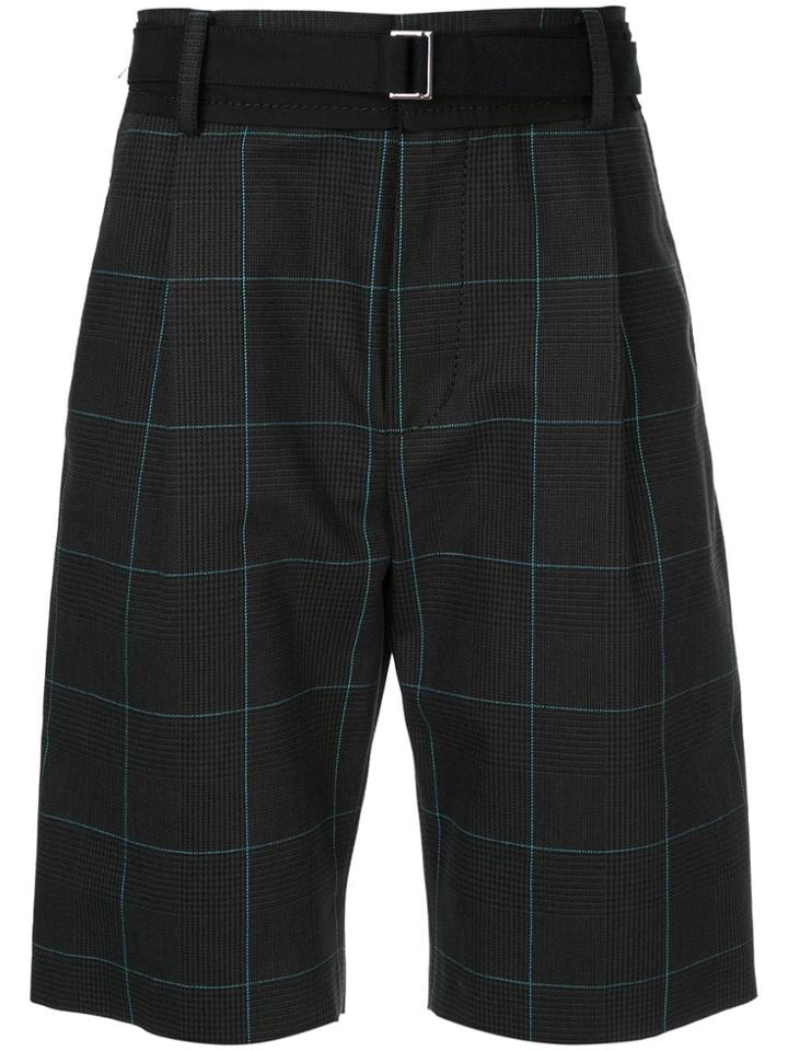Sacai Belted Check Shorts - Blue
