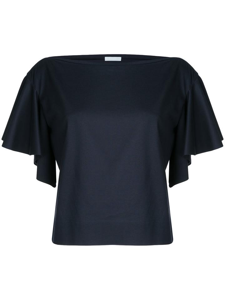 Estnation - Waterfall Sleeve Blouse - Women - Cotton - 38, Blue, Cotton