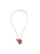 Red Valentino Crystal Embellished Heart Necklace - Gold
