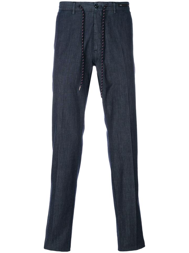 Pt01 Drawstring Straight Trousers - Blue