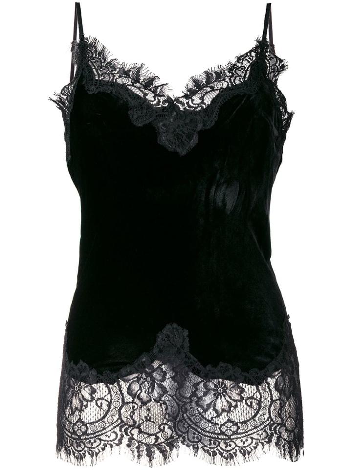 Gold Hawk Lace Panel Top - Black