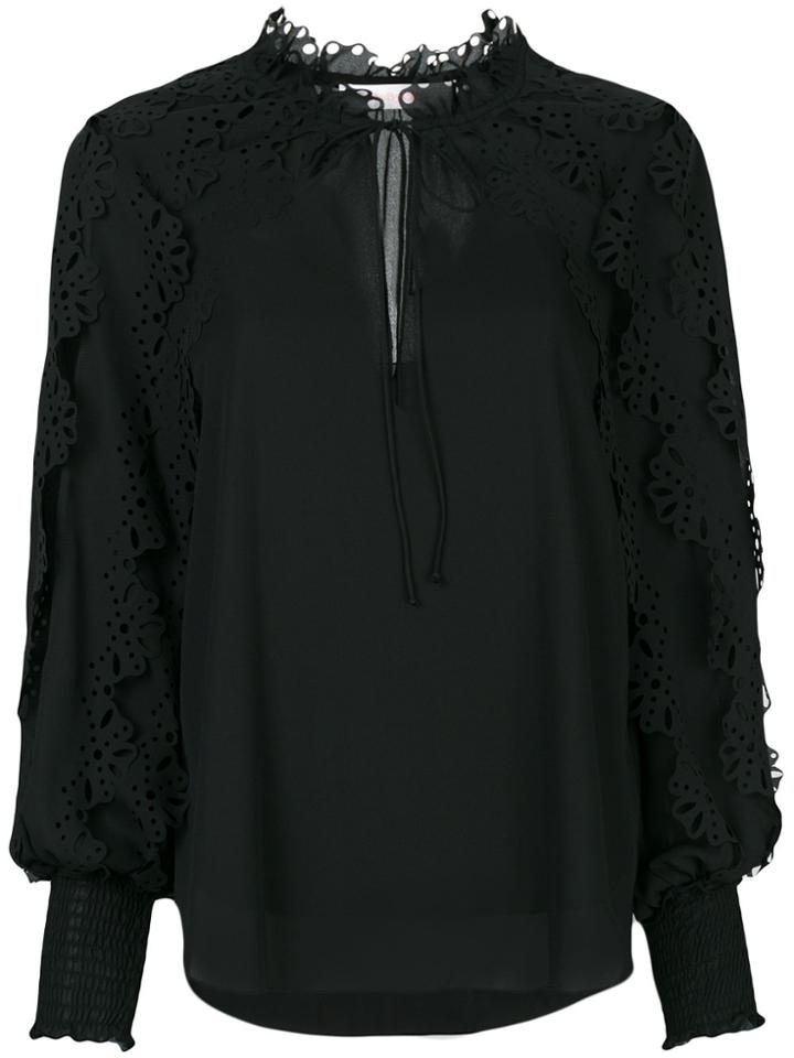 See By Chloé Laser Cut Trim Blouse - Black