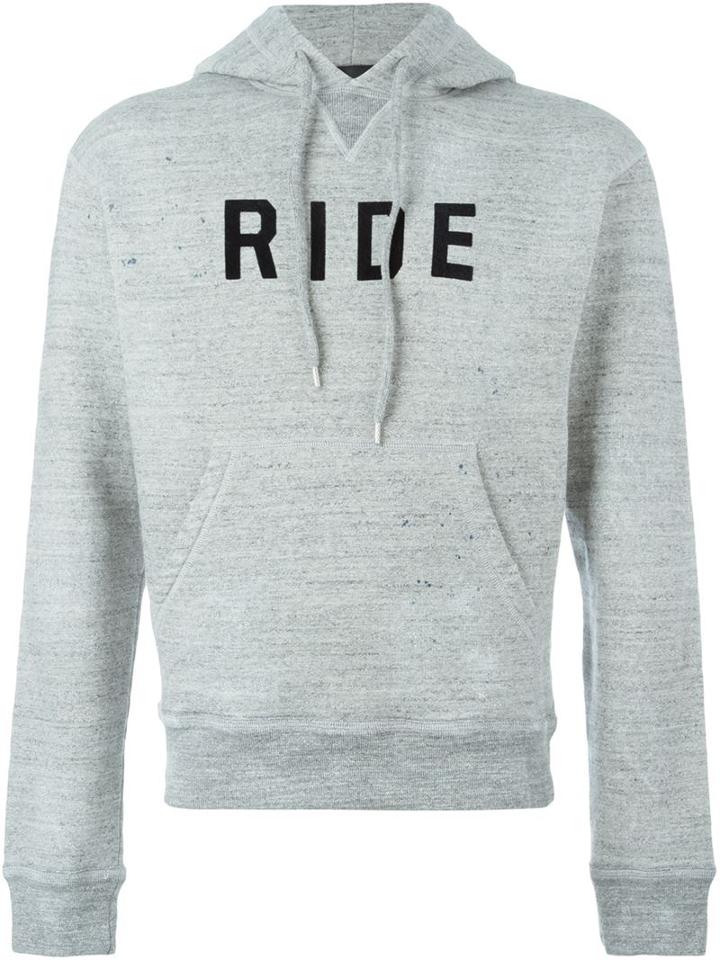 Dsquared2 Ride Print Hoodie, Men's, Size: Xs, Grey, Cotton