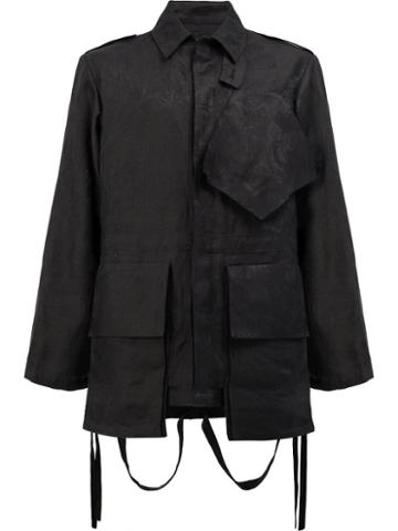 Aganovich Jacquard Military Jacket, Men's, Size: 46, Black, Linen/flax