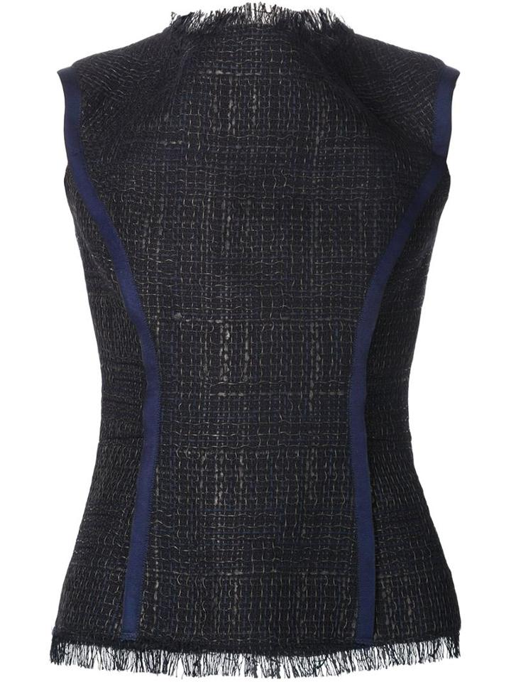 Carolina Herrera Frayed Hem Tweed Top