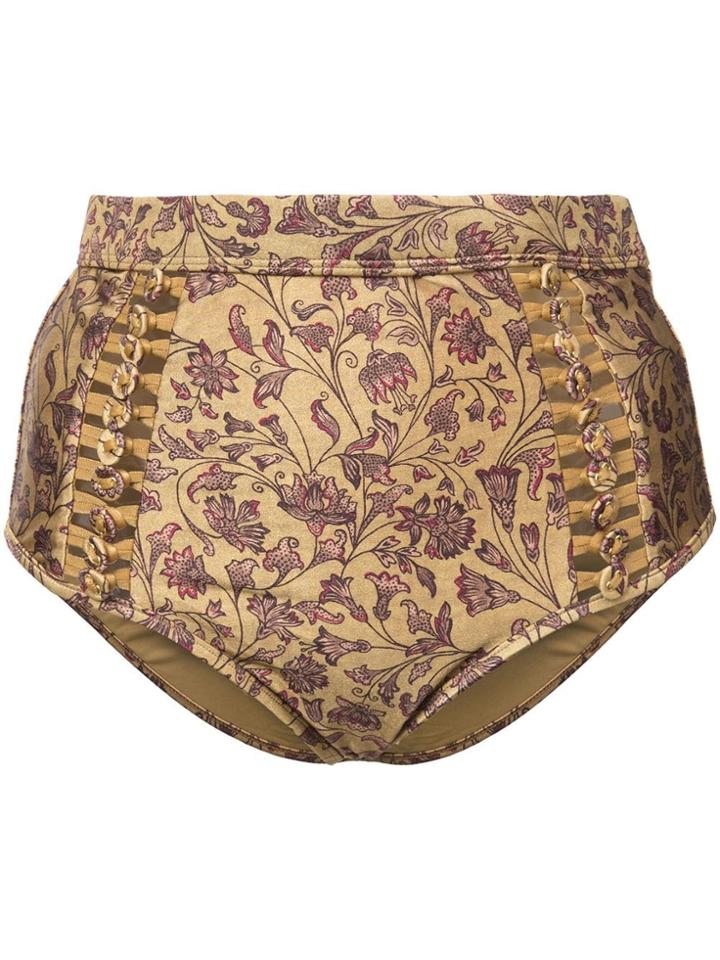 Zimmermann Floral Print Bikini Bottoms - Brown