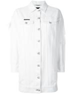 Philipp Plein Embroidered Back Denim Jacket, Women's, Size: Xs, White, Cotton/swarovski Crystal/feather