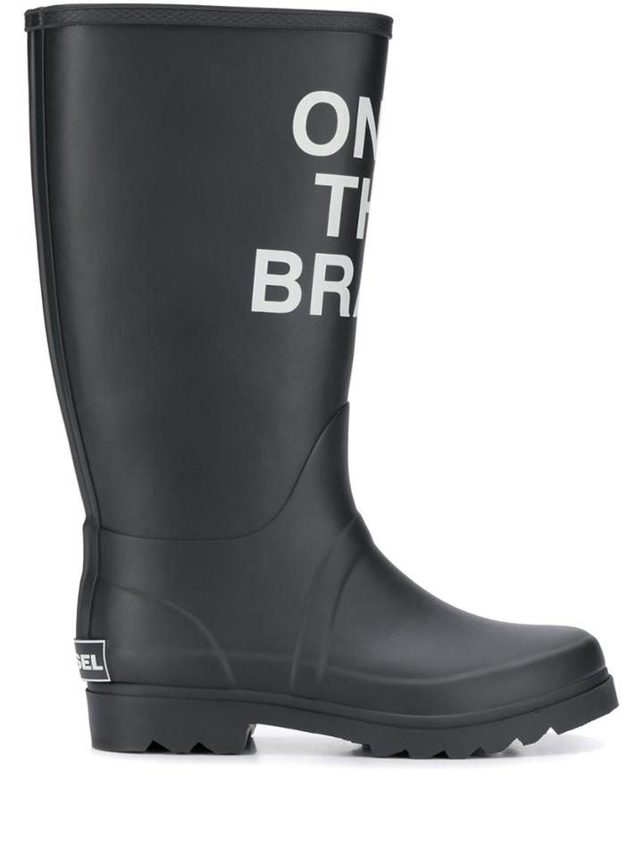Diesel Only The Brave Print Boots - Black