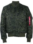 Alpha Industries Printed Flight Jacket, Men's, Size: Medium, Green, Nylon/polyester
