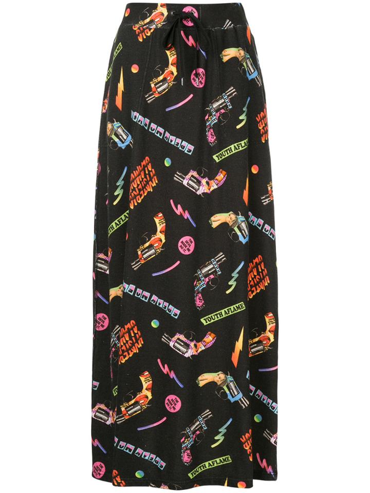 Hysteric Glamour Pop Gun Print Maxi Skirt - Black