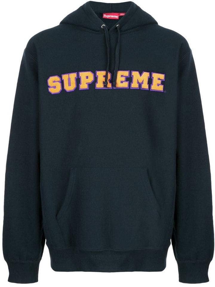 Supreme Cord Collegiate Logo Hoodie - Blue