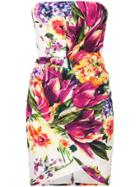 Alex Perry Caine Floral Print Bandeau Dress - White